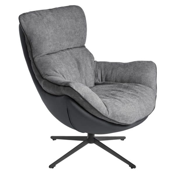 Комплект кресло HUG тёмно-серый, экокожа, шенилл с оттоманкой тёмно-серый, экокожа — изображение 5