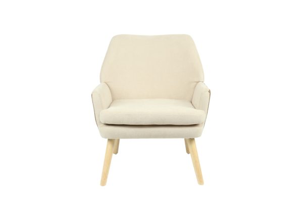 Кресло Харви бежевый с коричневой экокожей деревянные ножки — изображение 3