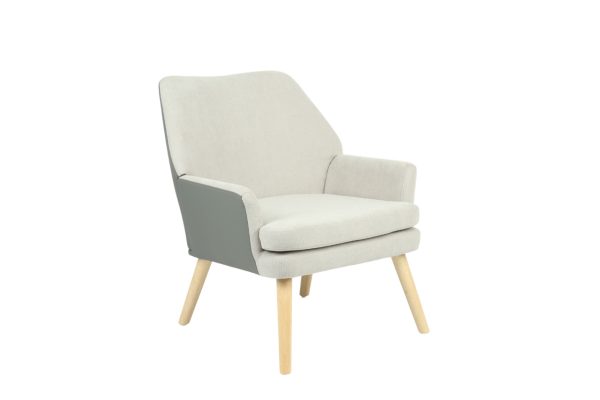 Кресло Харви серый с серой экокожей деревянные ножки — изображение 2