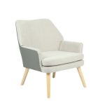 Кресло Харви серый с серой экокожей деревянные ножки