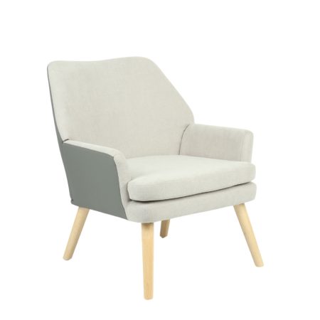 Кресло Харви серый с серой экокожей деревянные ножки