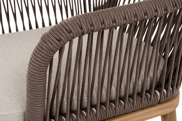 "Лион" стул плетеный из роупа, основание дуб, роуп коричневый круглый, ткань бежевая 15052 — изображение 5