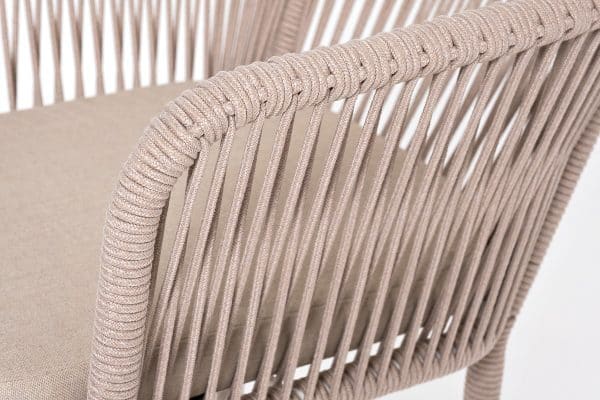 "Марсель" стул барный плетеный из роупа, каркас из стали белый муар, роуп бежевый круглый, ткань бежевая 15052 — изображение 5