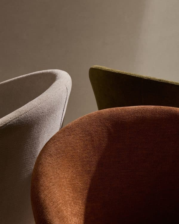 Marvin Поворотный стул из коричневой синели с ножками из ясеня — изображение 3