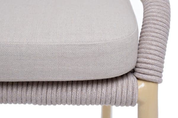 "Милан" стул плетеный из роупа, каркас алюминий (RAL1001), роуп бежевый круглый, ткань бежевая — изображение 5