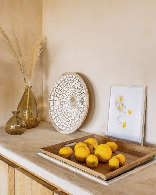 Настенная панель Mely из массива дерева альбиция белая Ø 50 см — изображение 2