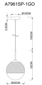 Подвесной светильник Arte Lamp JUPITER gold A7961SP-1GO — изображение 3