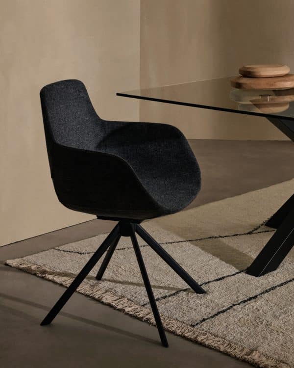 Поворотное рабочее кресло Tissiana из темно-серой синели и черного матового алюминия — изображение 3