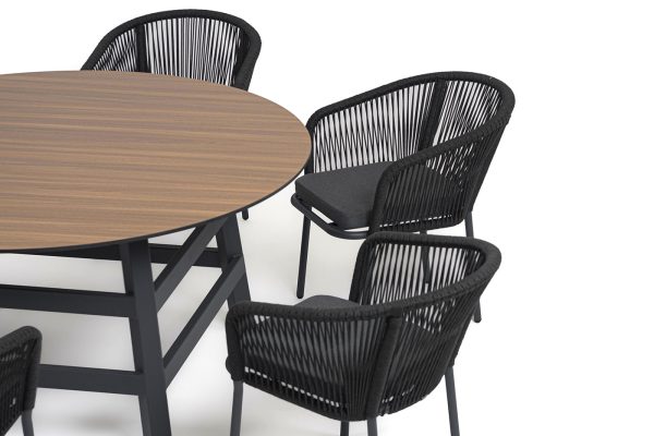 "Рио" обеденная группа на 6 персон, стол HPL "дуб", цвет темно-серый — изображение 4
