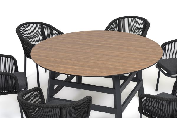 "Рио" обеденная группа на 6 персон, стол HPL "дуб", цвет темно-серый — изображение 5