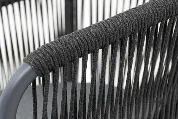 "Романо" стул плетеный из роупа, каркас алюминий темно-серый (RAL7024) муар, роуп темно-серый круглый, ткань темно-серая 027 — изображение 5