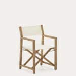 Складной стул Vilara для улицы из акации и текстиля белого цвета