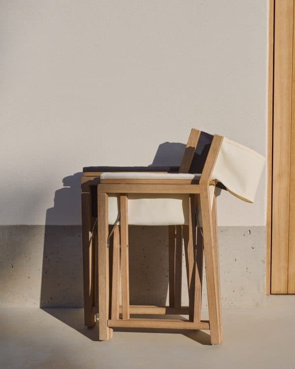 Складной стул Vilara для улицы из акации и текстиля белого цвета — изображение 4