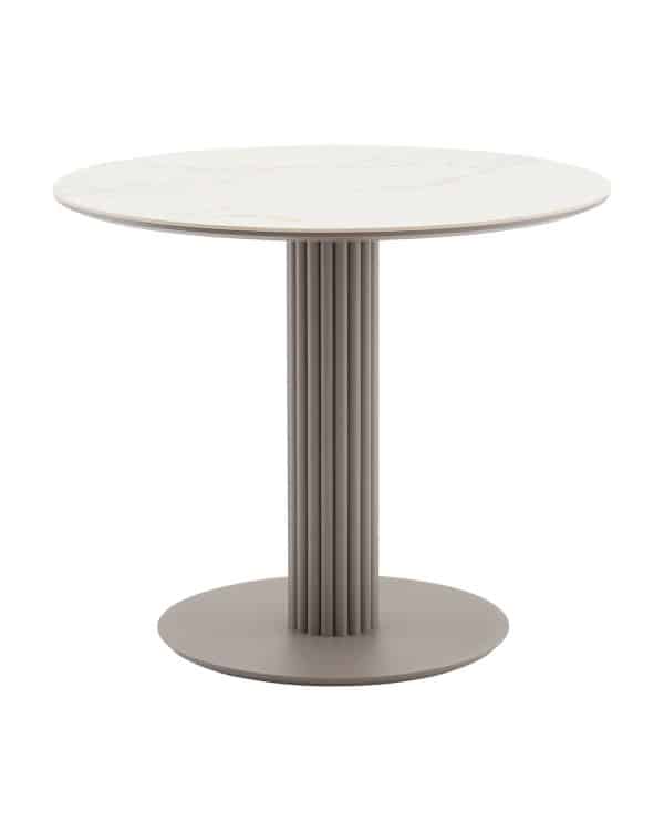 Стол круглый Терралино D90 верх керамика белый матовый
