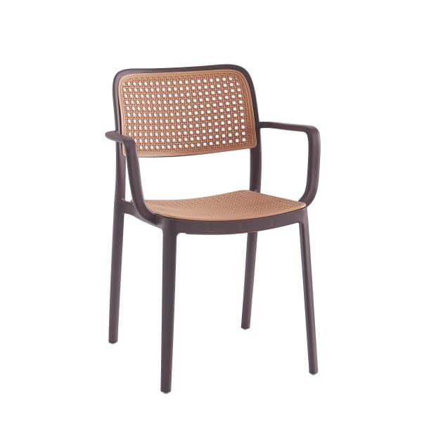 Стул Yona пластиковый с подлокотниками коричневый — изображение 2