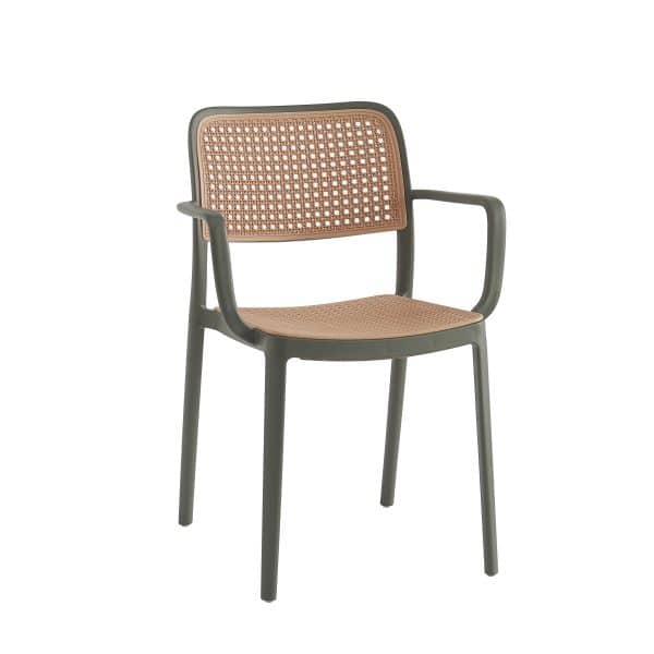 Стул Yona пластиковый с подлокотниками зелёный — изображение 2