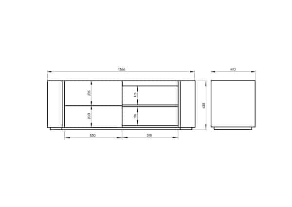 Тумба Lagom под ТВ 2 ящика 2 полки ширина 140 см (дымка) — изображение 2