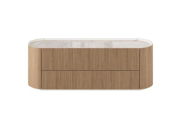 Тумба Lagom под ТВ 2 ящика ширина 140 см (натуральный дуб