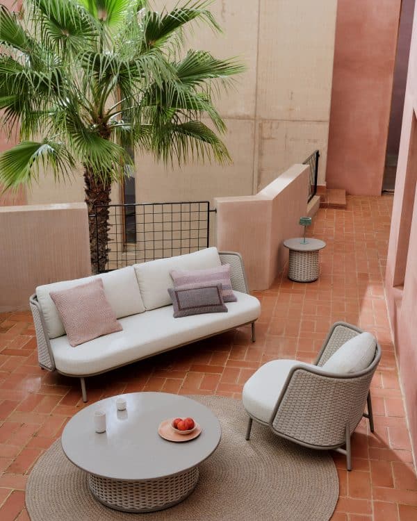 Уличный журнальный столик Sedalis из алюминия и веревки серого цвета Ø99 см — изображение 2