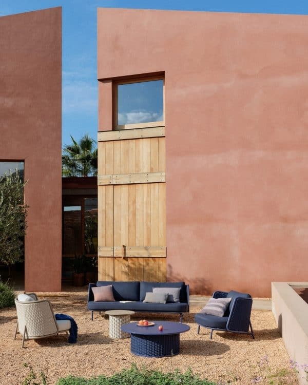 Уличный журнальный столик Sedalis из алюминия с синим шнуром Ø100 см — изображение 2