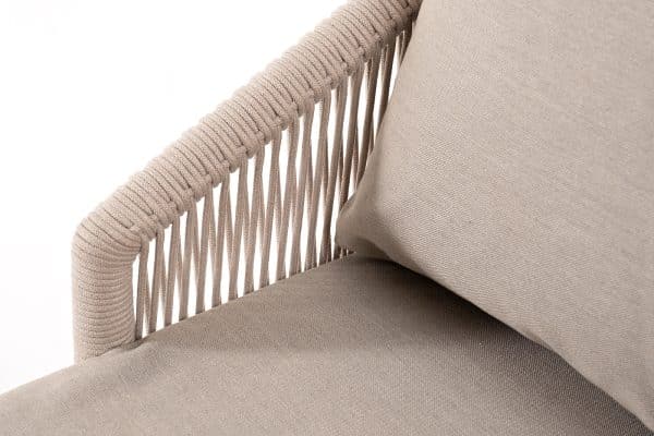 "Верона" диван 3-местный плетеный из роупа, каркас алюминий белый муар, роуп бежевый круглый, ткань бежевая 15052 — изображение 5