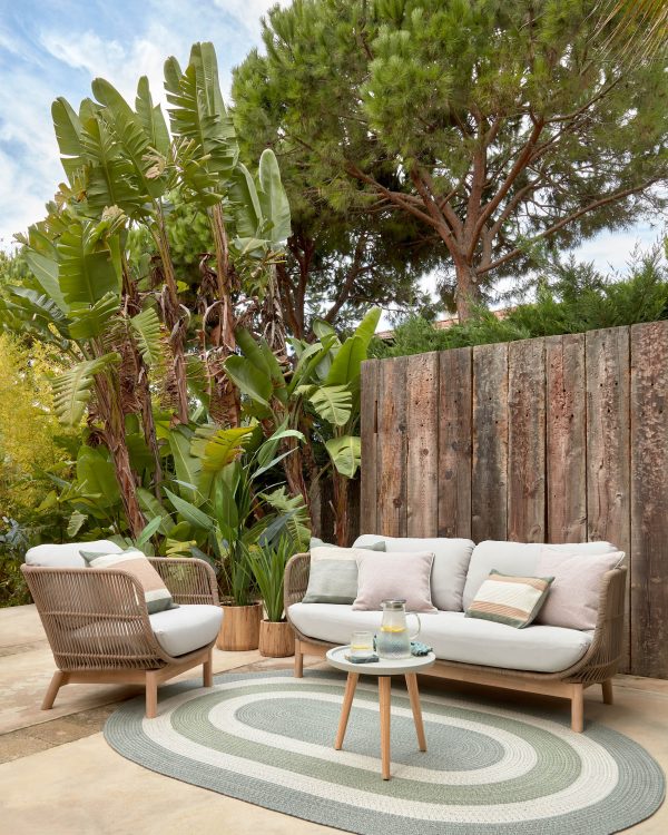 3-местный диван Catalina из бежевой веревки и массива акации — изображение 4