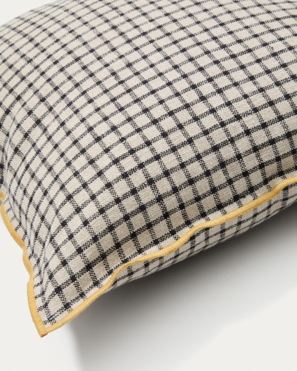 Чехол для подушки Airi в бежевую клетку с желтой окантовкой 45 x 45 см — изображение 3