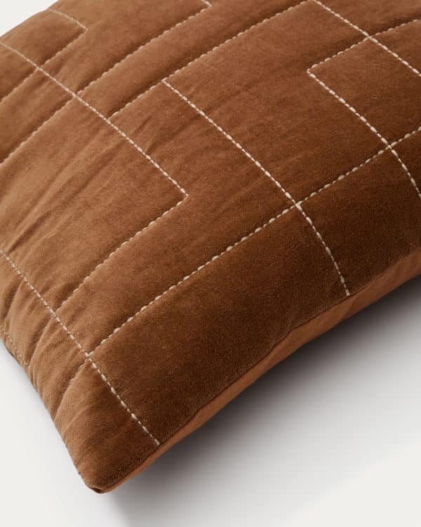 Чехол для подушки Prila из бархатного хлопка терракотового цвета с вышивкой 45 x 45 см — изображение 3