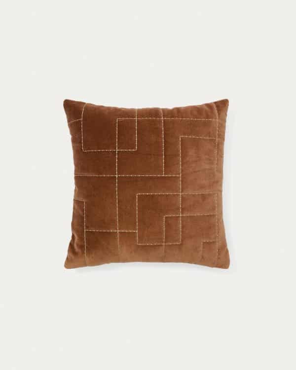 Чехол для подушки Prila из бархатного хлопка терракотового цвета с вышивкой 45 x 45 см