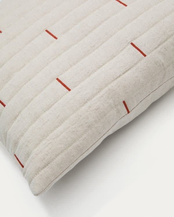 Чехол на подушку Blaina из белого льна с красной вышивкой 45 x 45 см — изображение 4