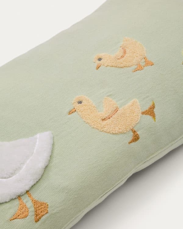 Чехол на подушку Milu из зеленого хлопка с вышивкой в виде гуся, 30 x 50 см — изображение 4