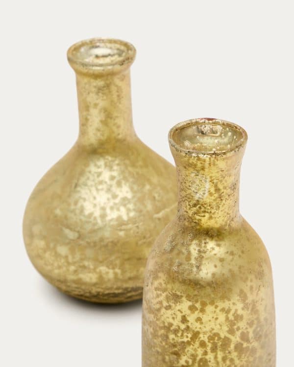 Deila Набор из 2 золотых ваз из переработанного стекла 10 см — изображение 4