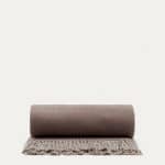 Двухсторонний плед Daiara из смеси коричневого шерстяного меланжа и бежевого цвета