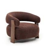 Granite Кресло из коричневого шенилла и массива ясеня в отделке орех