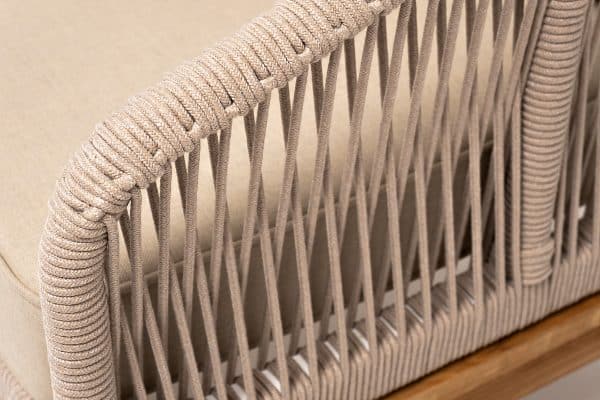 "Канны" кресло плетеное из роупа, основание дуб, роуп бежевый круглый, ткань бежевая 15052 — изображение 5