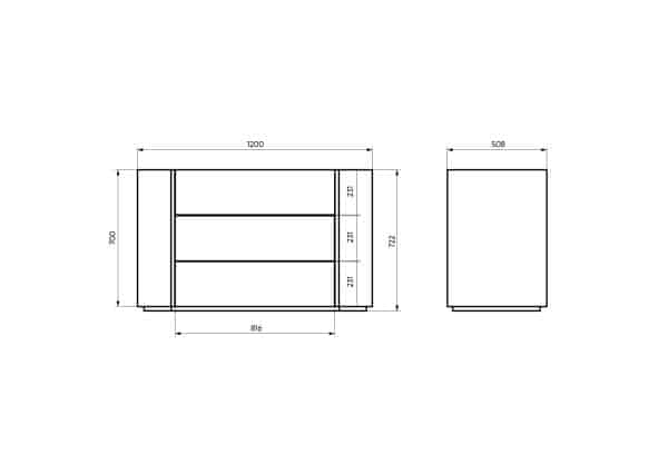 Комод Lagom 3 ящика ширина 120 см (натуральный дуб, камень LC) — изображение 3