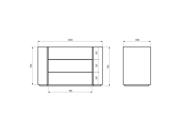 Комод Lagom 3 ящика ширина 120 см (орех, камень OV) — изображение 3