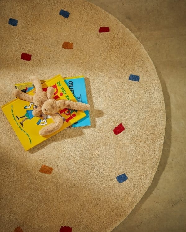 Ковер Luli белый хлопок с разноцветными точками Ø 120 см — изображение 2