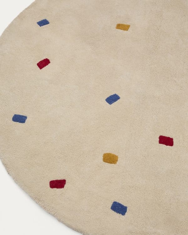 Ковер Luli белый хлопок с разноцветными точками Ø 120 см — изображение 3