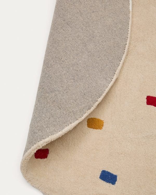 Ковер Luli белый хлопок с разноцветными точками Ø 120 см — изображение 4