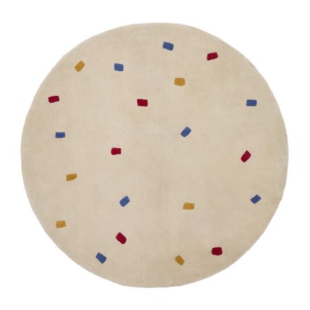 Ковер Luli белый хлопок с разноцветными точками Ø 120 см