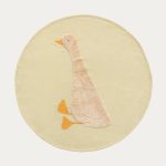 Ковер Milu зеленый хлопок с рисунком гуся Ø 100 см