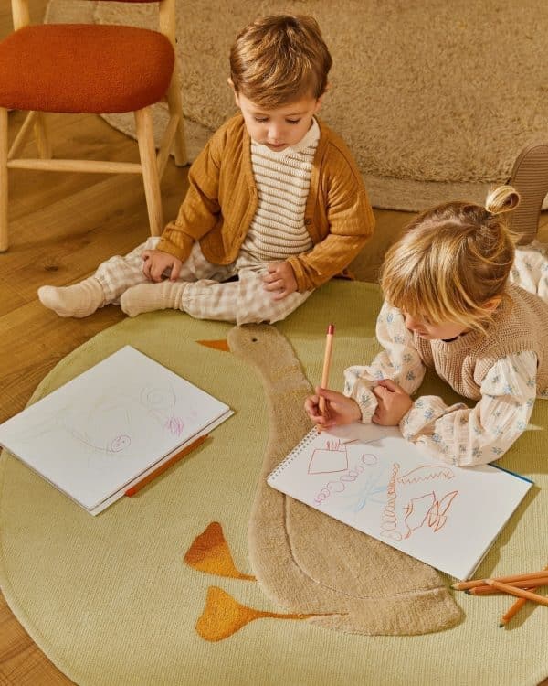 Ковер Milu зеленый хлопок с рисунком гуся Ø 100 см — изображение 4