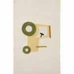 Ковер Pecky бежевый 100% хлопок с рисунком трактора 90 x 150 см