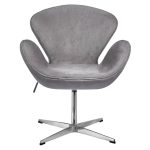 Кресло SWAN STYLE CHAIR серый, искусственная замша — изображение 4