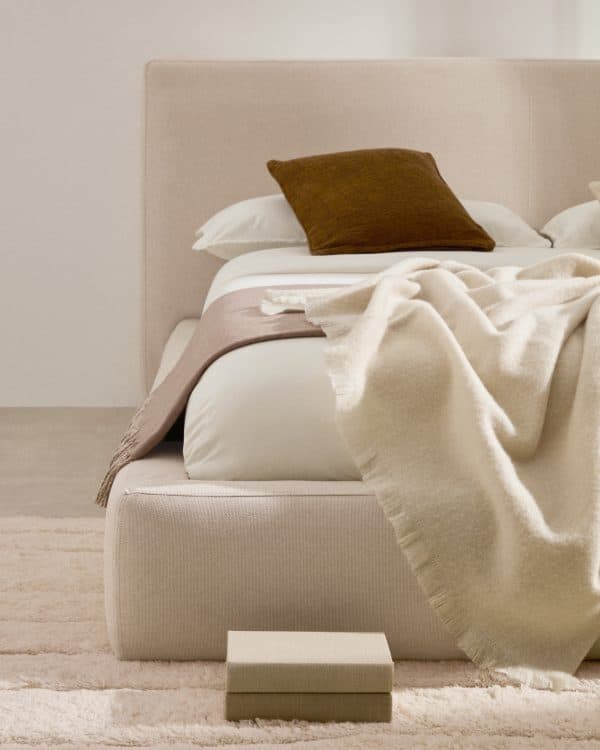 Кровать Blok бежевая со съемными чехлами под матрас 90 х 200 см — изображение 4