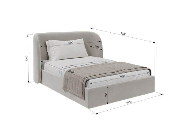 Кровать двуспальная Classic 140 см (коричневый, рогожка) — изображение 4