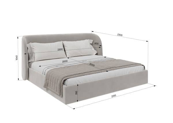 Кровать двуспальная Classic 200 см (молочный, букле) — изображение 4