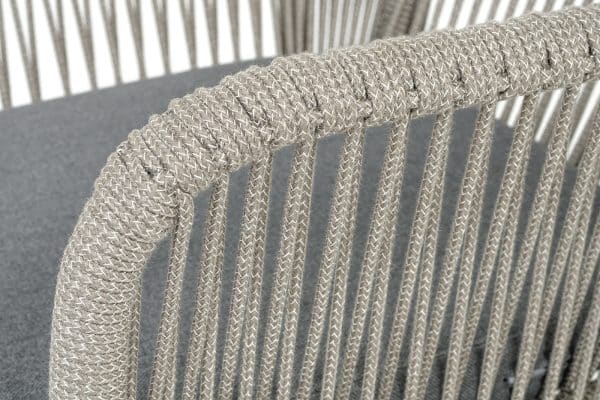 "Лион" стул плетеный из роупа, каркас из стали темно-серый (RAL7024) муар, роуп серый меланж круглый, ткань серая 017 — изображение 5