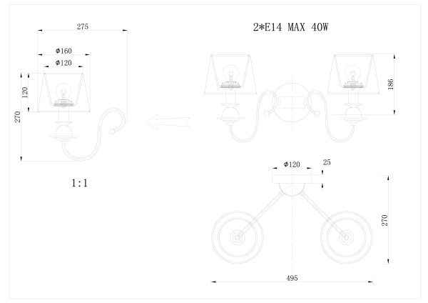 Настенный светильник KM0837W-2 bronze — изображение 2
